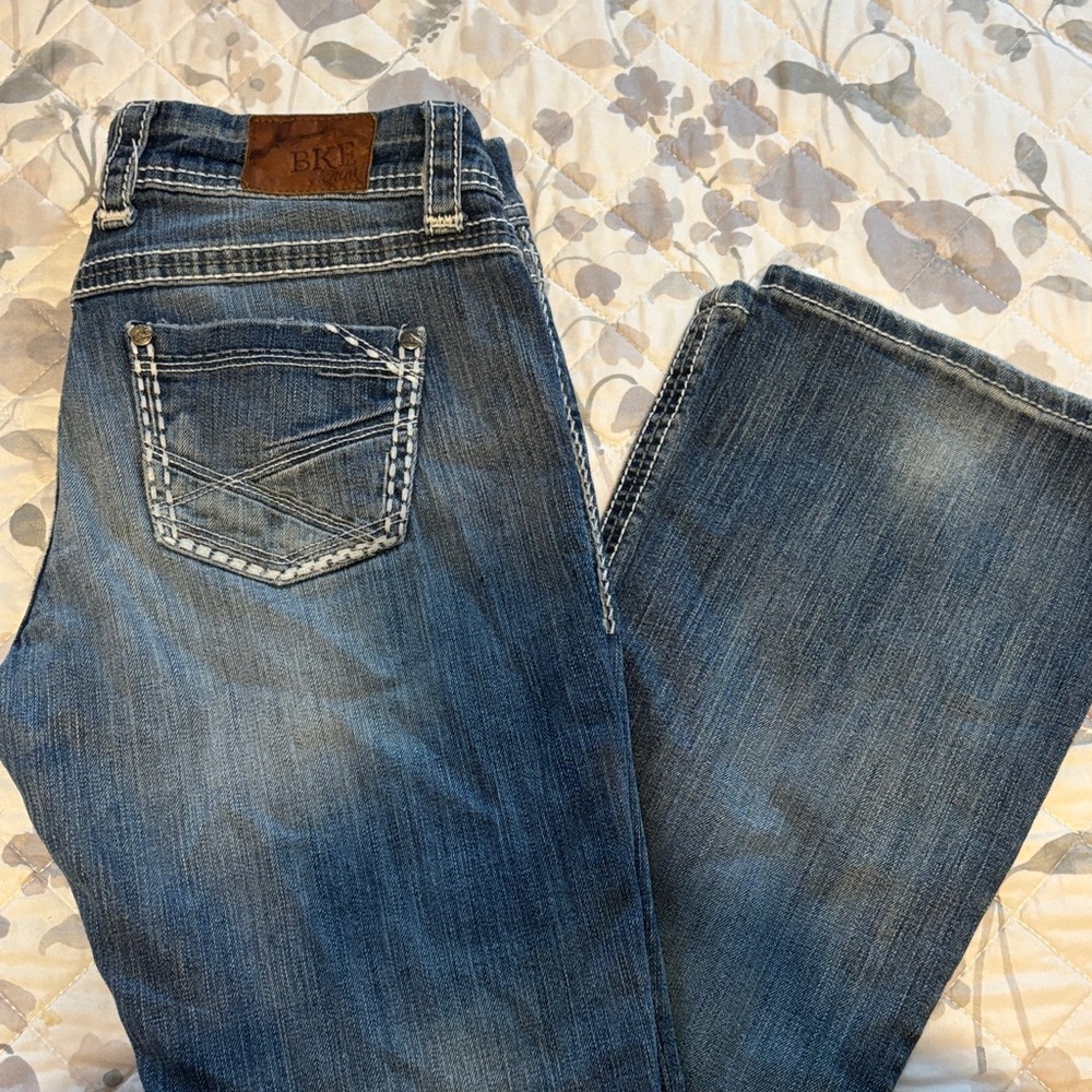 BKE Women's Boot Cut Denim Jeans with Contrast Stitching